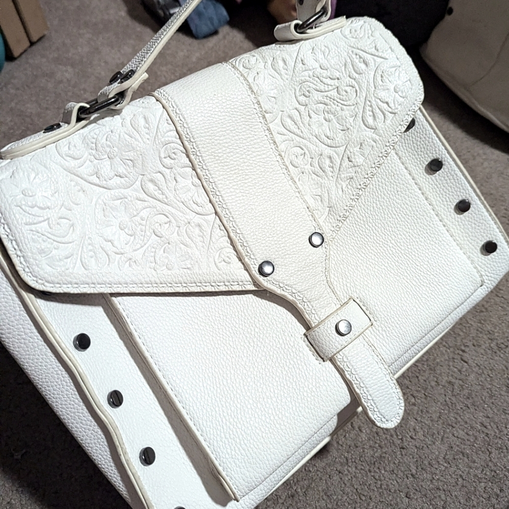 White embossed purse